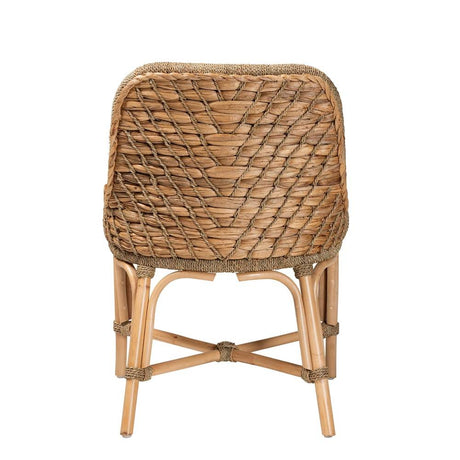 Kyle Modern Wicker Fair Natural Brown Woven Rattan Dining Side Chair With Cushion