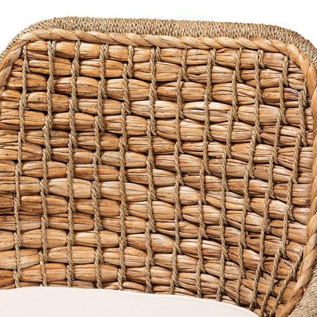 Kyle Modern Wicker Fair Natural Brown Woven Rattan Dining Side Chair With Cushion