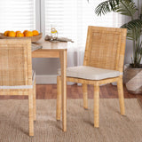 Sofia Modern and Contemporary Natural Finished Wood and Rattan Dining Chair