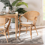 Varick Modern Wicker Fair Natural Brown Finished Rattan Dining Chair