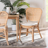 Nadira Modern Wicker Fair Natural Brown Finished Rattan Dining Chair