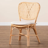Nadira Modern Wicker Fair Natural Brown Finished Rattan Dining Chair