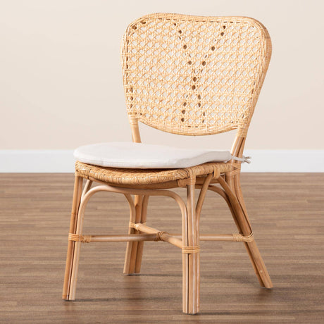Nadira Modern Wicker Fair Natural Brown Finished Rattan Dining Chair