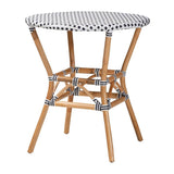 Genica Classic French Black and White Weaving and Natural Brown Rattan 5-Piece Indoor and Outdoor Bistro Set