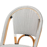 Genica Classic French Black and White Weaving and Natural Brown Rattan Indoor and Outdoor Bistro Chair