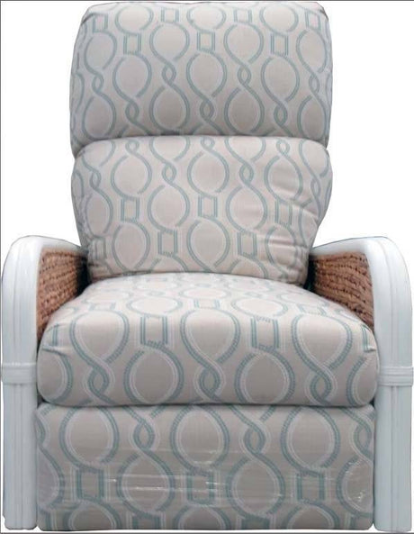 Countryside White Rattan and Natural Wicker Weave Recliner Glider Model RG734 from Capris Furniture