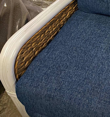 Countryside White Rattan and Natural Wicker Weave Swivel Recliner Glider Model RG734 from Capris Furniture