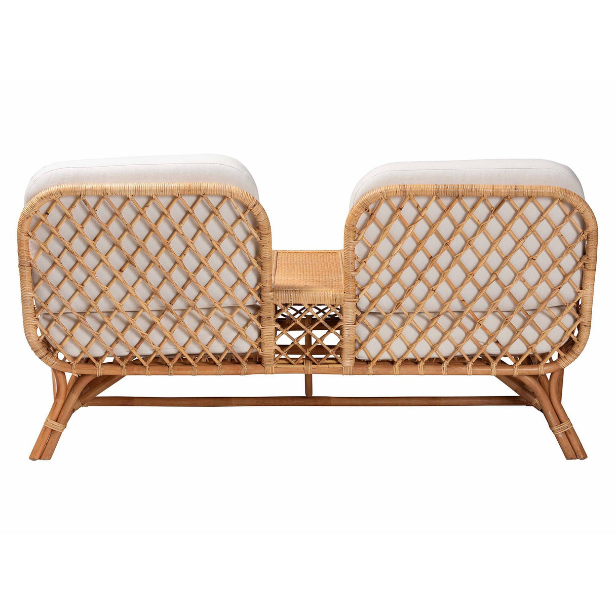 Saipan Wicker Fair Rattan Double Seat Settee with Built In Table