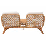 Saipan Wicker Fair Rattan Double Seat Settee with Built In Table