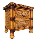 Royal Palm Wicker Rattan 2-Drw Nightstand w/ Glass Top RPNS By Spice Island Wicker