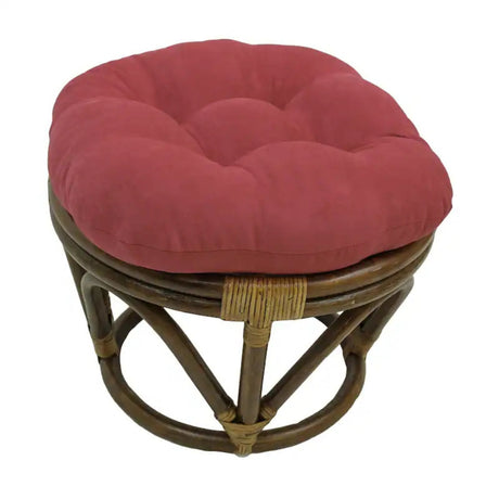 Bali Rattan 18-inch Round Ottoman with Microsuede Cushion