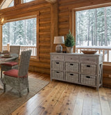 Sand Creek Vintage Smoke Finish Buffet with 6 Wicker Drawers Model BU766 By Capris Furniture