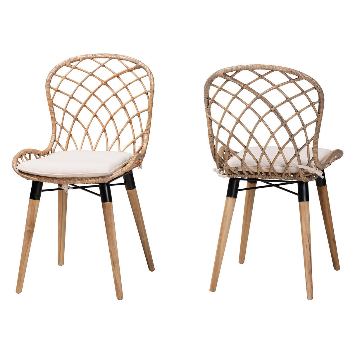 Santana Set-of-2 Wicker Fair Rattan Dining Chairs
