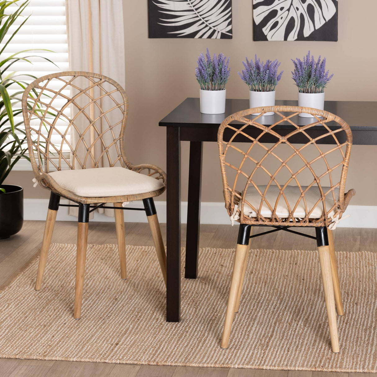 Santana Set-of-2 Wicker Fair Rattan Dining Chairs