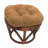 Bali Rattan 18-inch Round Ottoman with Microsuede Cushion