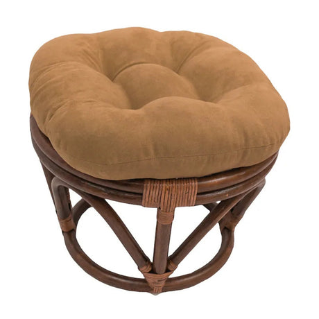 Bali Rattan 18-inch Round Ottoman with Microsuede Cushion