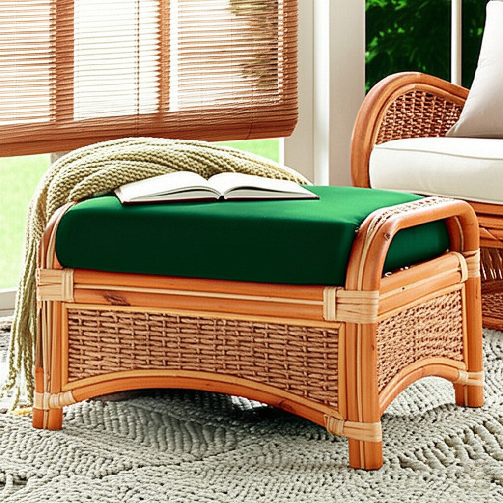 Seascape Rattan Ottoman – Stylish Tropical Accent – AmericanRattan