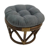 Bali Rattan 18-inch Round Ottoman with Microsuede Cushion