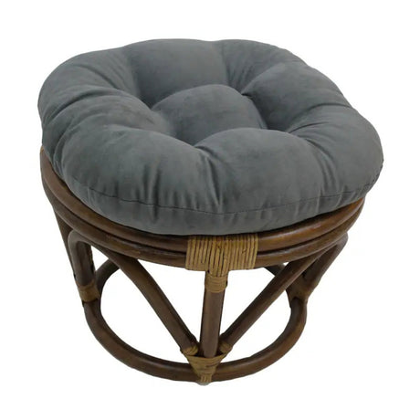 Bali Rattan 18-inch Round Ottoman with Microsuede Cushion