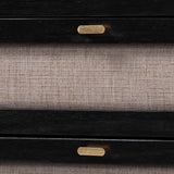 Shirin Mid-Century Beige Fabric and Black Wood Queen 5-Piece Bedroom Set