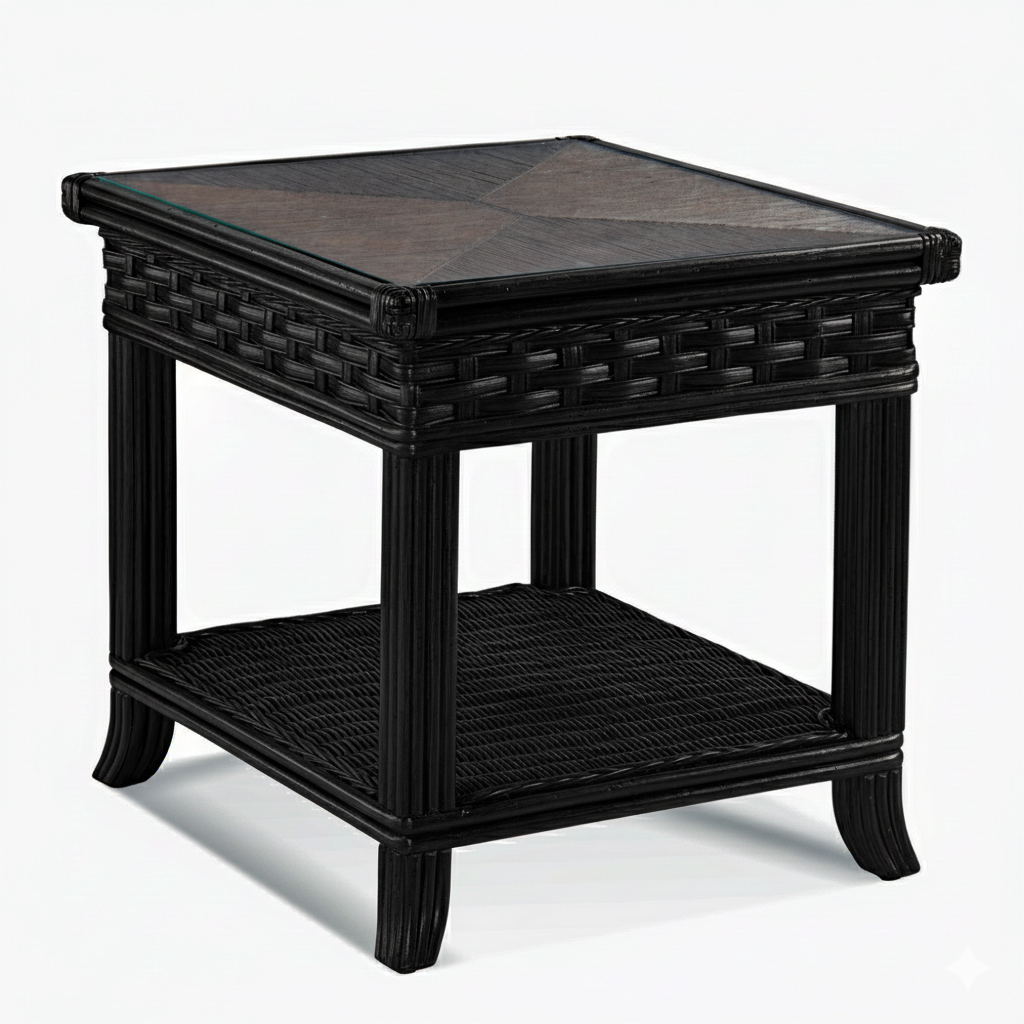 Somerset Black Rattan End Table Model 953-071-BLK by Braxton Culler