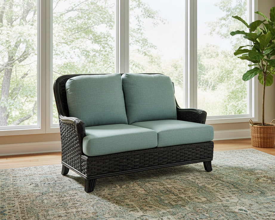 Somerset Black Rattan Loveseat Model 953-019-BLK by Braxton Culler