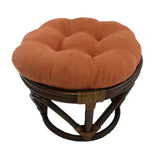 Bali Rattan 18-inch Round Ottoman with Microsuede Cushion