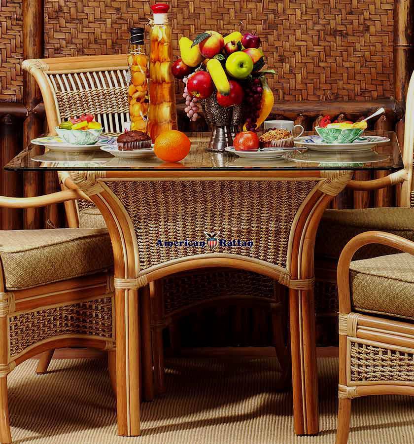 Spice Islands Rattan Dining Table and 42 inch Glass Model SIDT from Spice Island Wicker