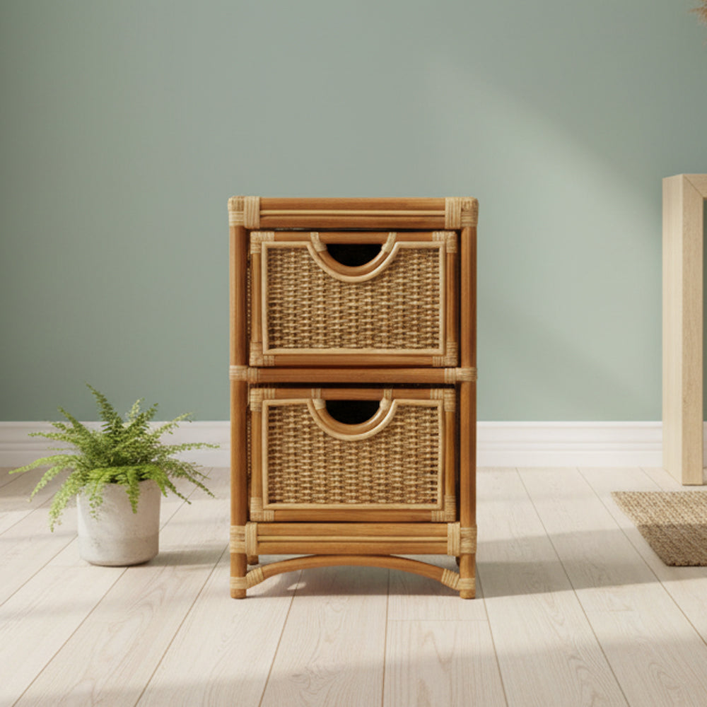 Shangri-la Rattan 2-DRW Storage Box Model SIA2D by Wicker Fair