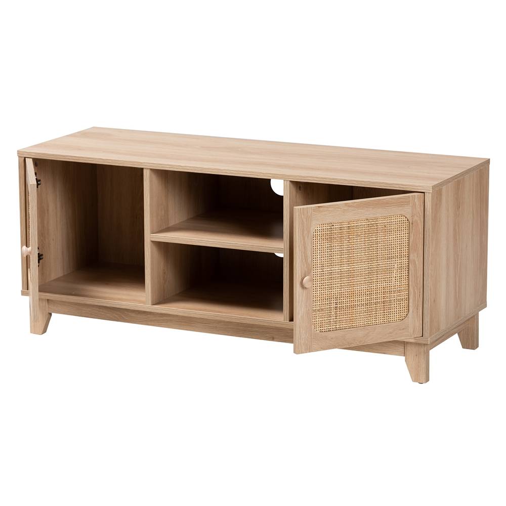 St Thomas Media Entertainment TV Cabinet w/ Natural Woven Wicker
