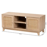 St Thomas Media Entertainment TV Cabinet w/ Natural Woven Wicker
