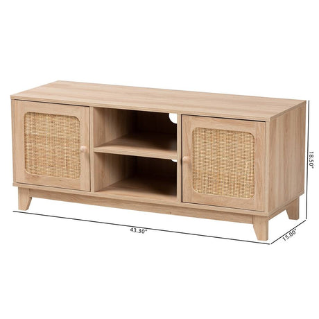 St Thomas Media Entertainment TV Cabinet w/ Natural Woven Wicker