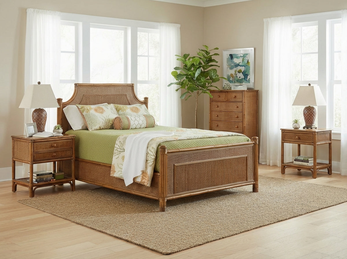 Summer Retreat Wicker and Rattan 1 Drawer Bedroom Nightstand Model 818-044 by Braxton Culler