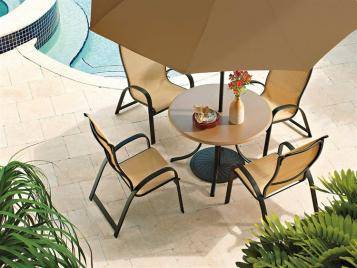 Primera Outdoor Sling Stacking Arm Chair by Telescope Casual Model 522-9810
