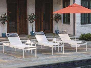 Kendall Outdoor Sling Lay-flat Stacking High Bed Armless 18" Chaise by Telescope Casual Model 1839-9K30