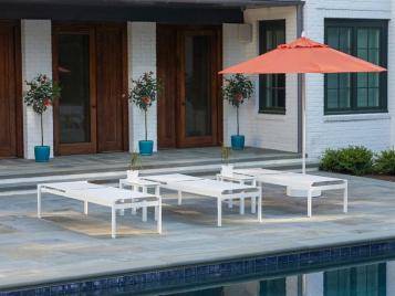 Kendall Outdoor Sling Lay-flat Stacking High Bed Armless 18" Chaise by Telescope Casual Model 1839-9K30
