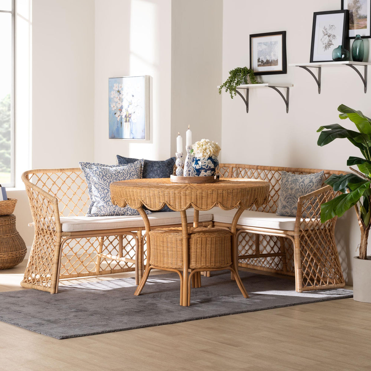 Wicker Fair Rattan Terrapin 3 Pc Dining Nook Set