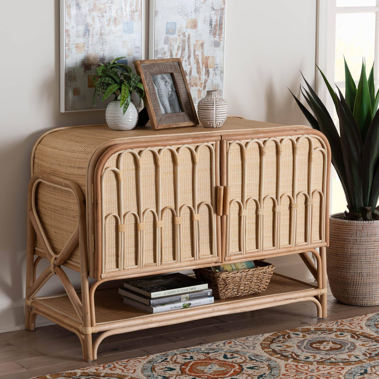 Tinian Wicker Fair Rattan Media or Buffet Cabinet