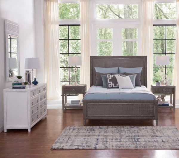Naples Wicker and Rattan King Panel Bed Model 807-026 by Braxton Culler