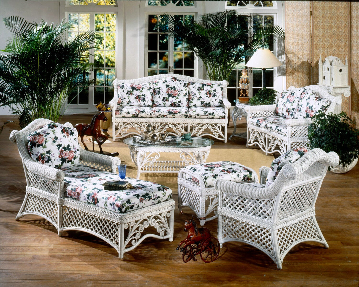 Majestic Rattan 3 Pc Set with Arm Chair, Ottoman, and End Table by Wicker Fair