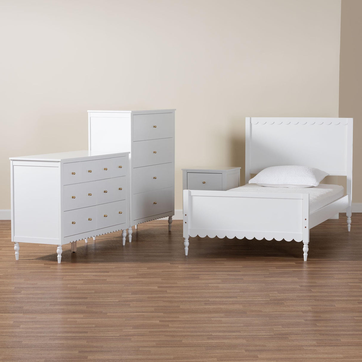 Wicker Fair White Waves Coastal 4 Pc Full Size Bedroom Set
