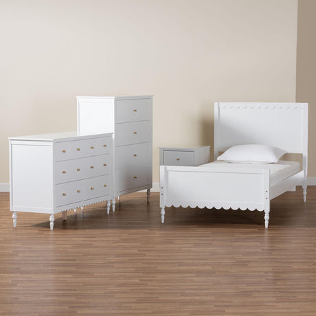 Wicker Fair White Waves Coastal 4 Pc Full Size Bedroom Set