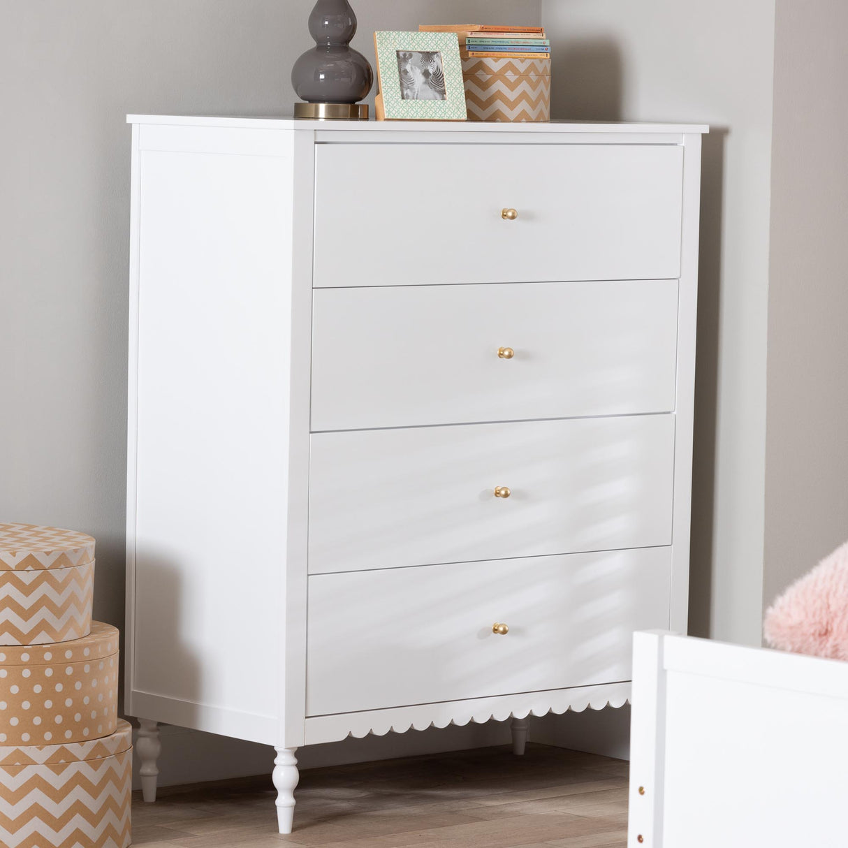 Wicker Fair White Waves Coastal 4 Pc Full Size Bedroom Set