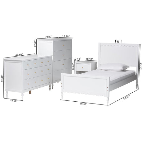 Wicker Fair White Waves Coastal 4 Pc Full Size Bedroom Set